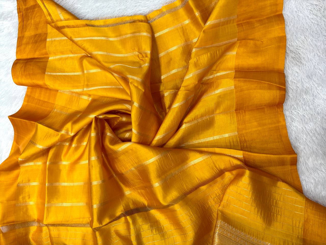 Deep Wine Plum Lightweight Katan Silk Saree | Antique Gold Kadhua Guldasta Booti & Contrast Marigold Mustard Border