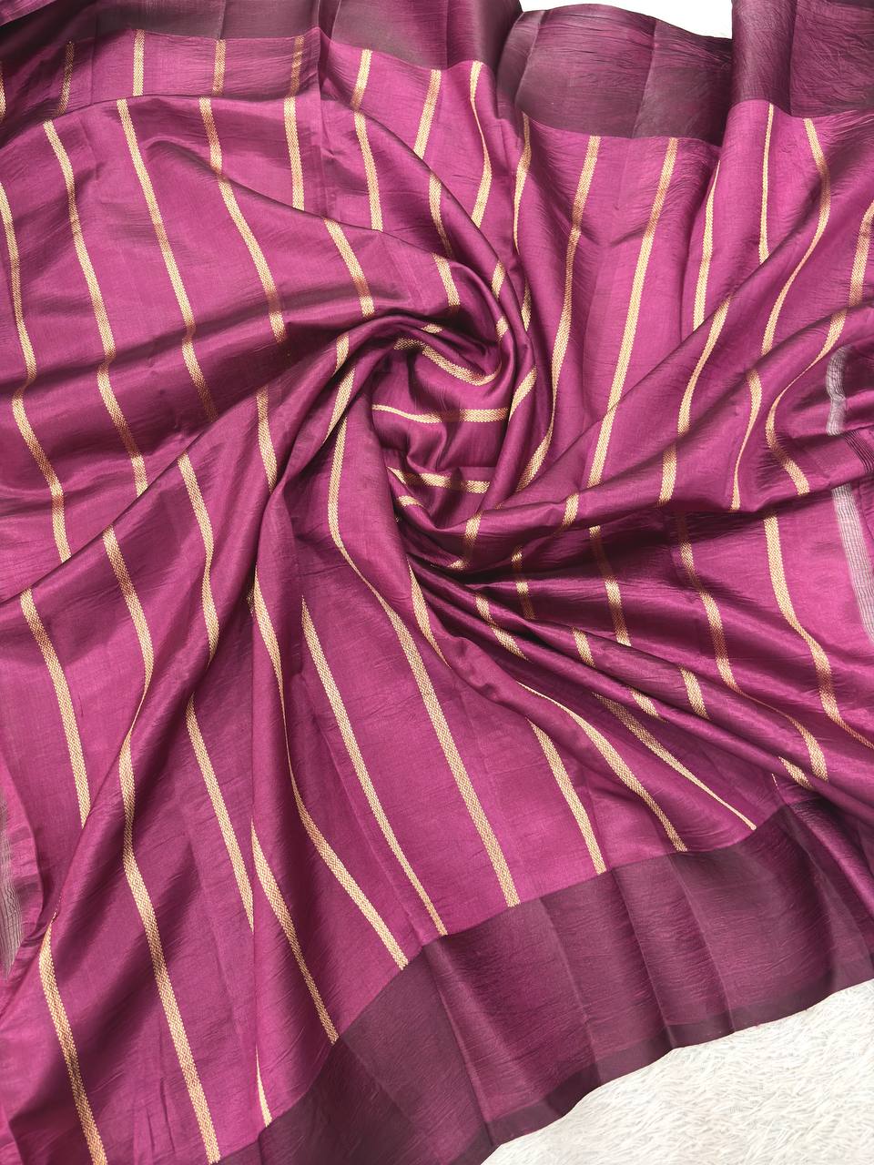 Bright Mustard Haldi Yellow Lightweight Katan Silk Saree | Sona Rupa Kadhua Guldasta Booti & Contrast Wine Plum Border