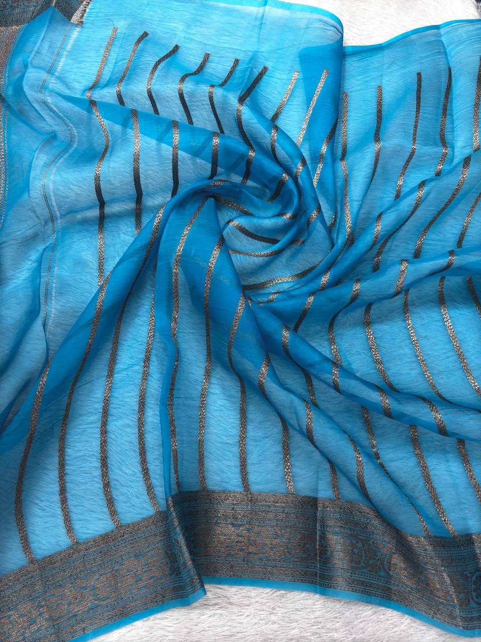 Rani Magenta & Firoza Sky Blue Contrast Handloom Khaddi Kora Silk Saree | Antique Zari Kadhua Boota & Geometric Diamond Jaal Pallu  Color Analysis