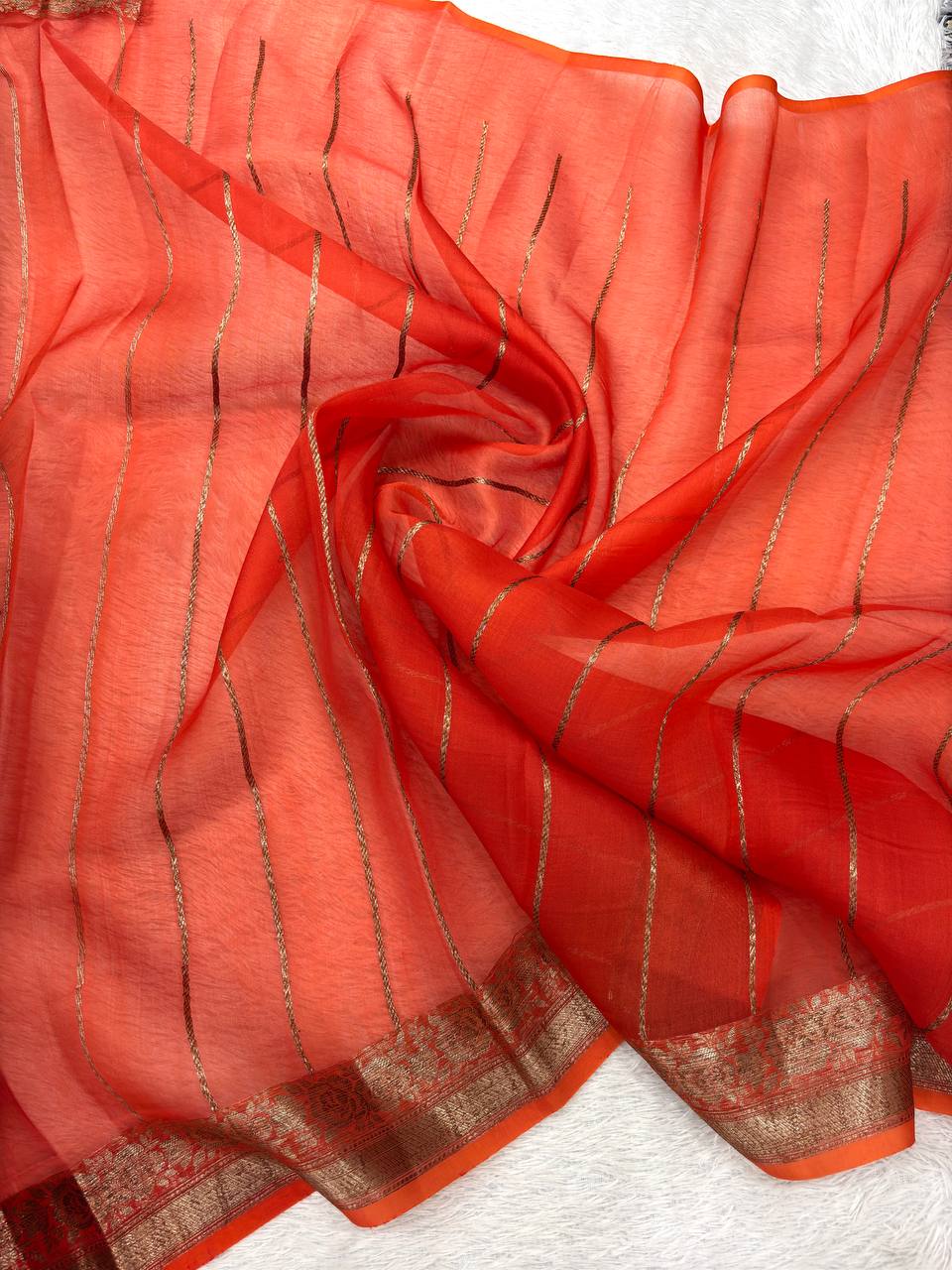 Magenta Purple & Scarlet Vermilion Contrast Handloom Khaddi Kora Silk Saree | Antique Zari Kadhua Boota & Heritage Paisley Pallu