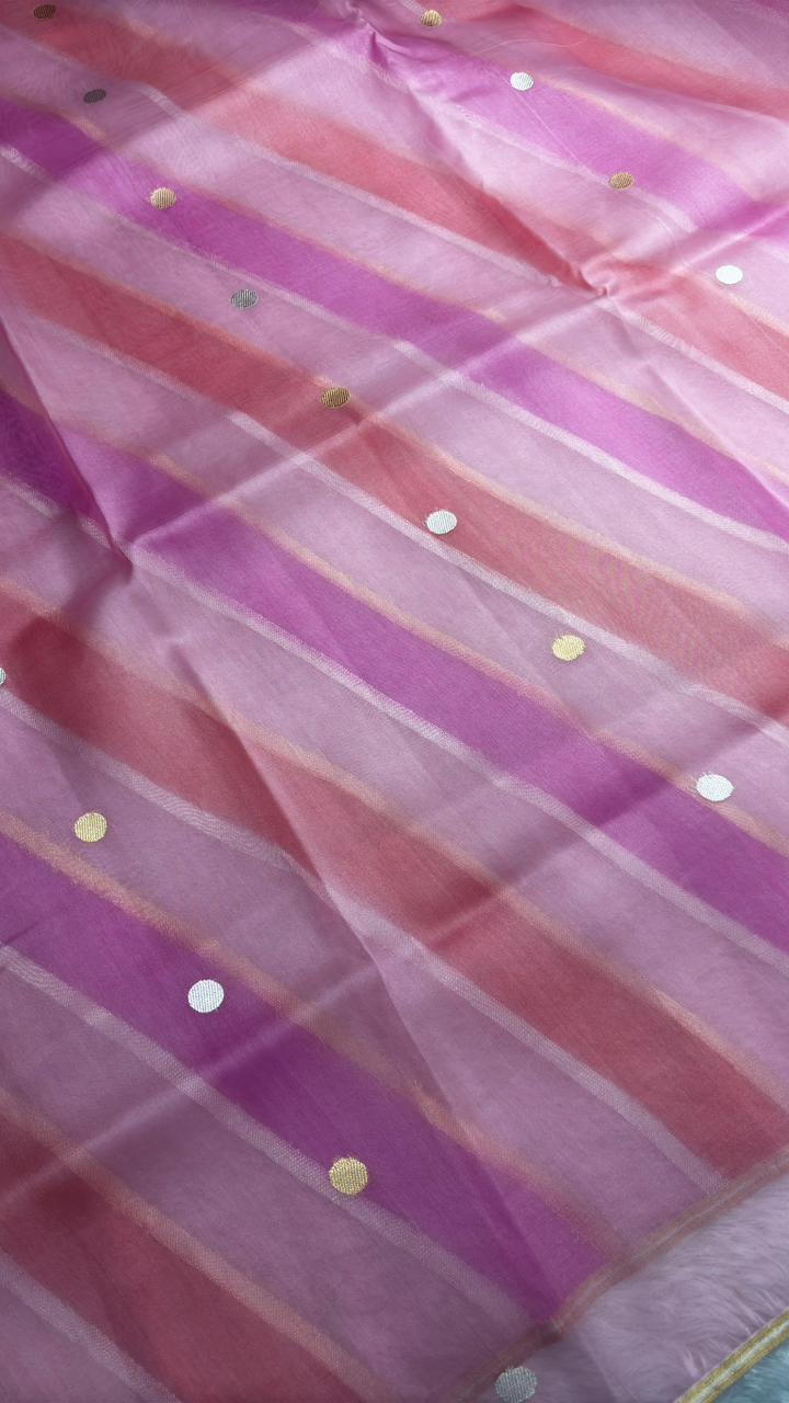 Luxurious Peacock Blue Banarasi Kora Rangkaat Kadhua  Saree with Antique Zari Butta