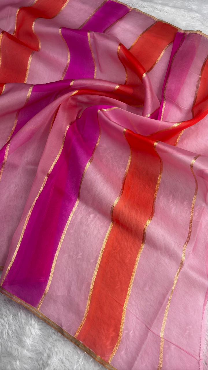 Luxurious Peacock Blue Banarasi Kora Rangkaat Kadhua  Saree with Antique Zari Butta