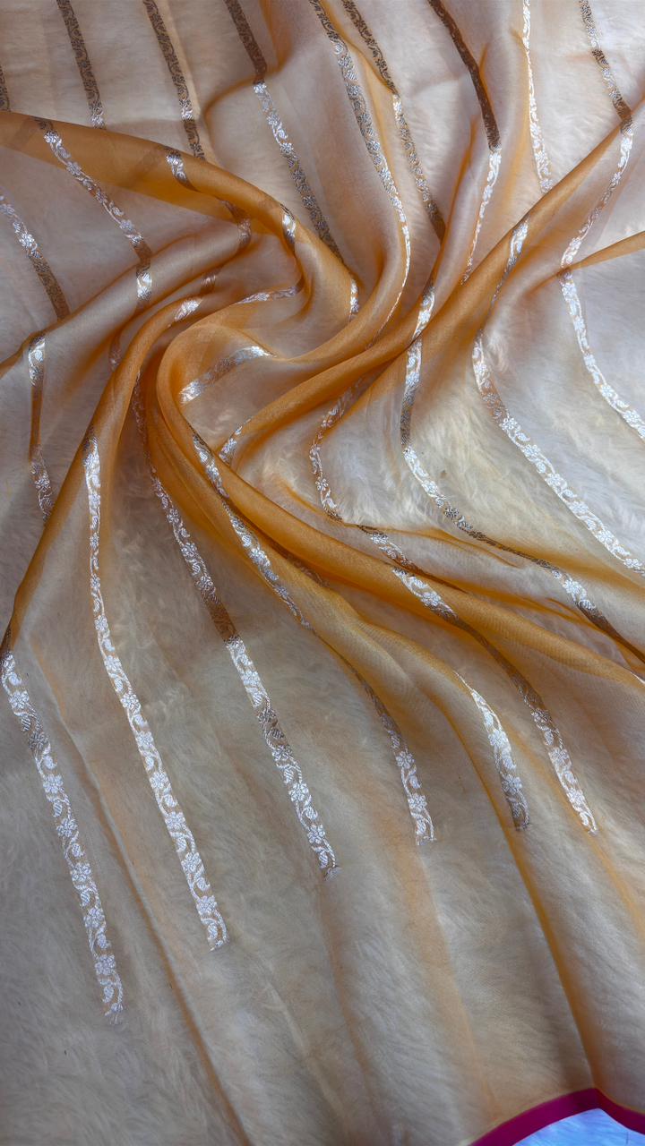 Radiant Mustard Yellow Banarasi Kora Rangkaat Kadhua Saree with Meenakari Zari Work