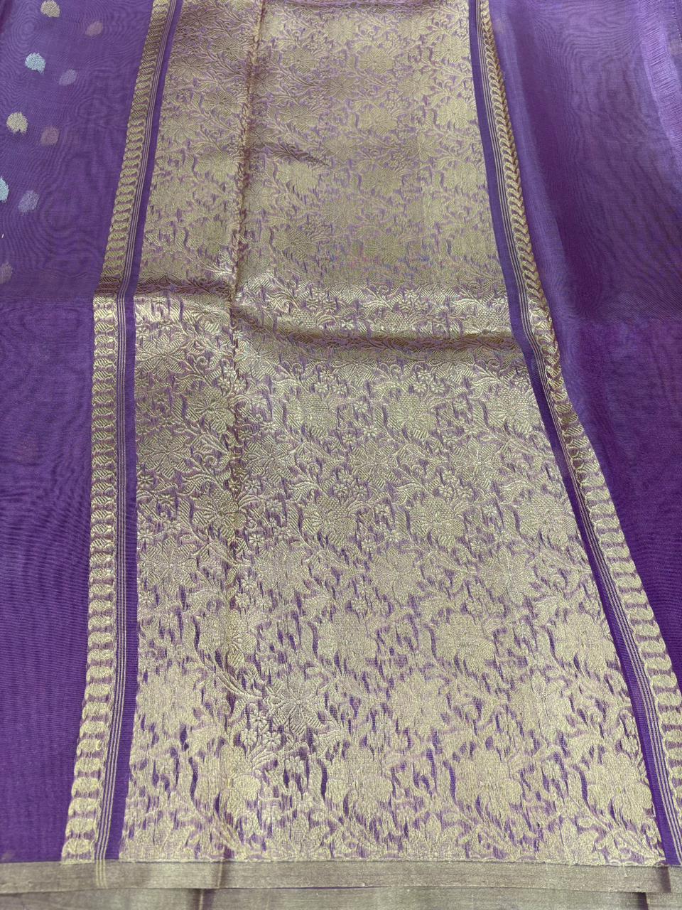 The Luminous Mauve: Pure Banarasi Tissue Silk Saree