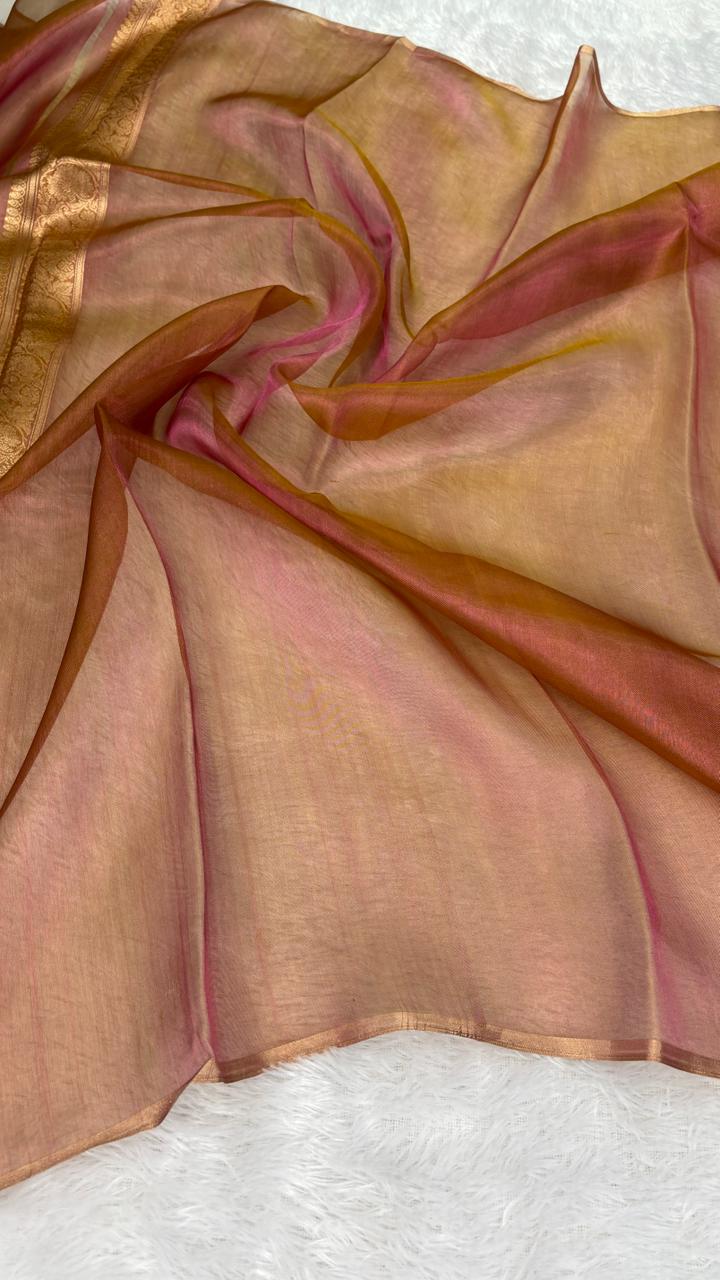 The Sunlit Splendor: Mustard Yellow Banarasi Tissue Silk Saree