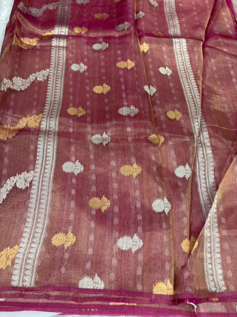 The Magenta Wave: Rani Pink Banarasi Tissue Silk Saree