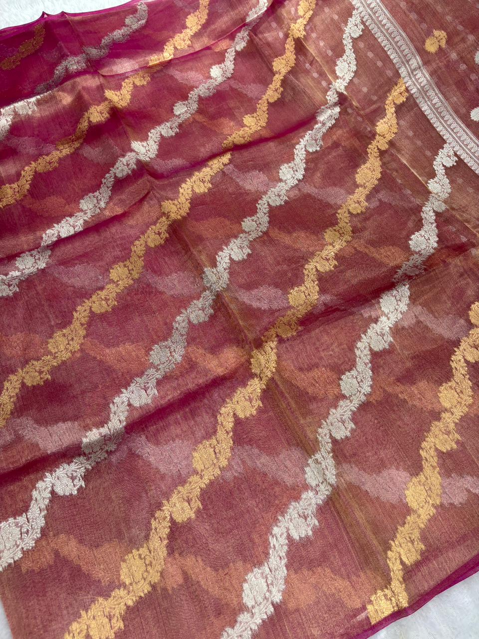 The Magenta Wave: Rani Pink Banarasi Tissue Silk Saree