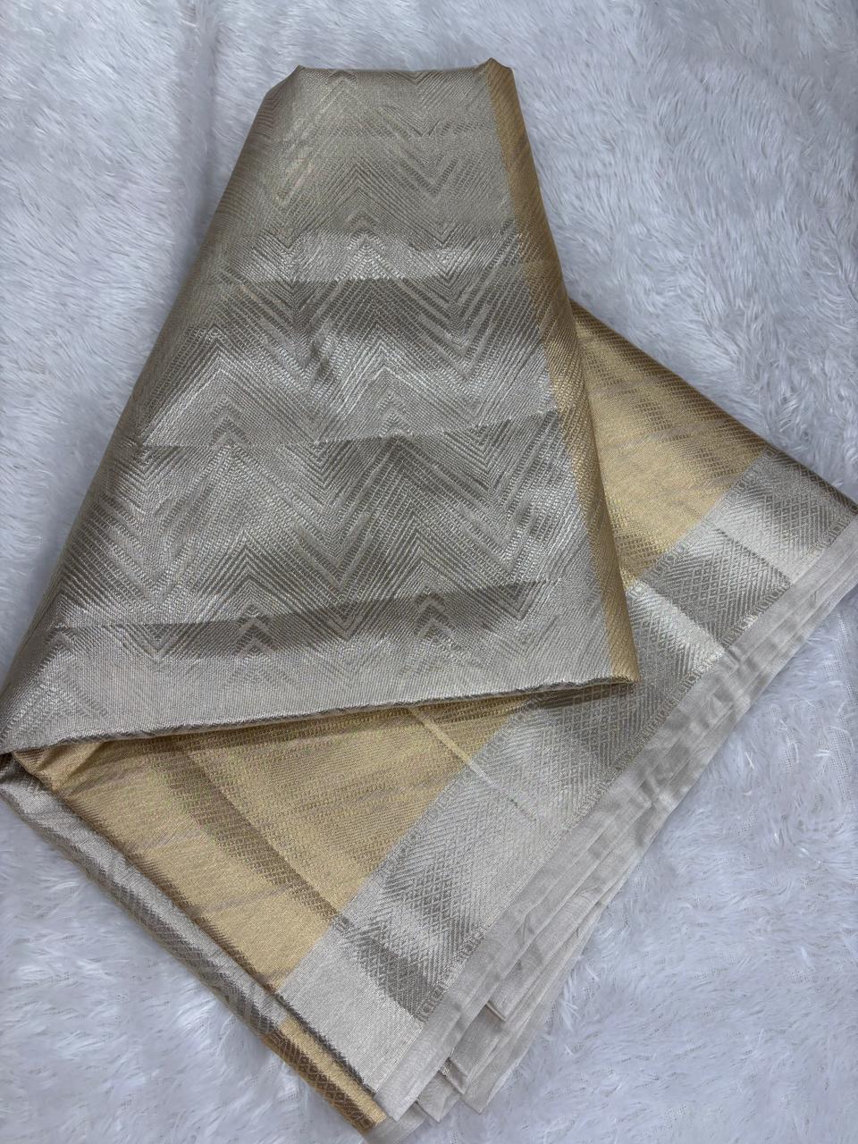 The Metallic Fusion: Silver & Gold Banarasi Tissue Saree