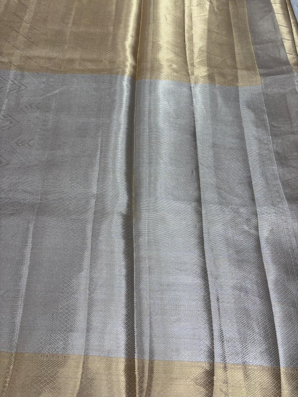 The Metallic Fusion: Silver & Gold Banarasi Tissue Saree