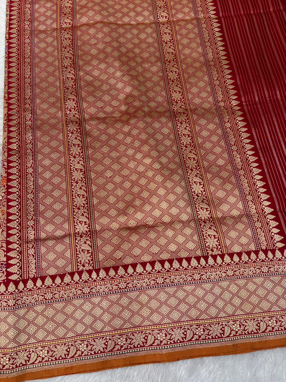 The Royal Crimson Premium Kinkhwab – A Masterpiece of Banarasi Handloom