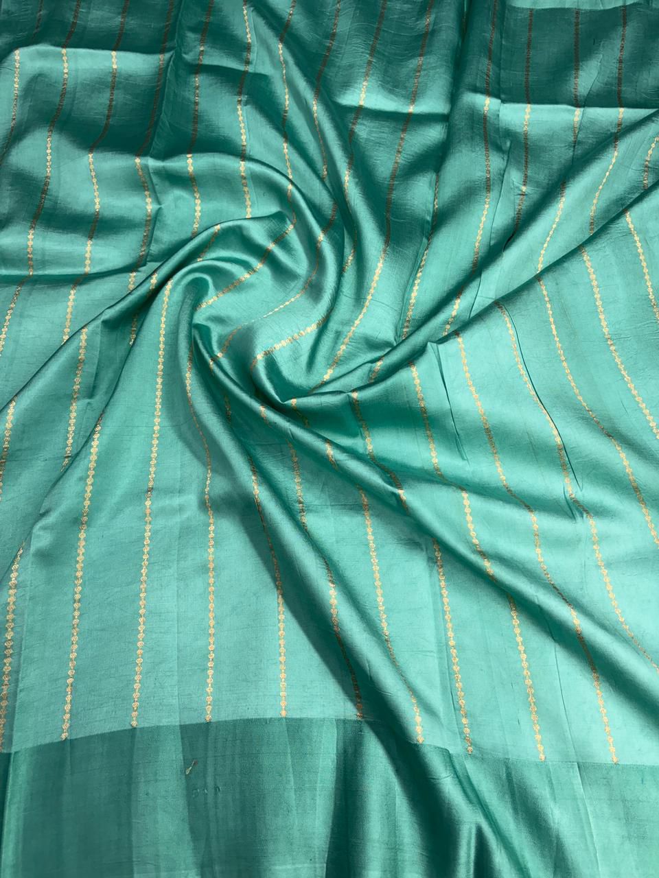 Teal Blue Katan Light Weight Silk Kadhua Handloom Saree