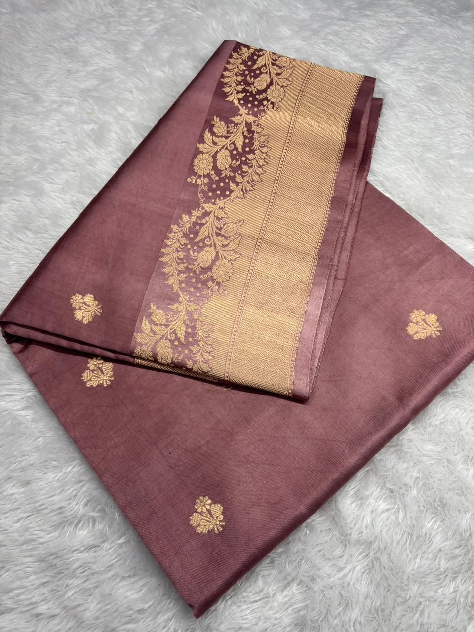 The Vintage Rose: Dusty Pink Katan Silk Kadhua Handloom Saree