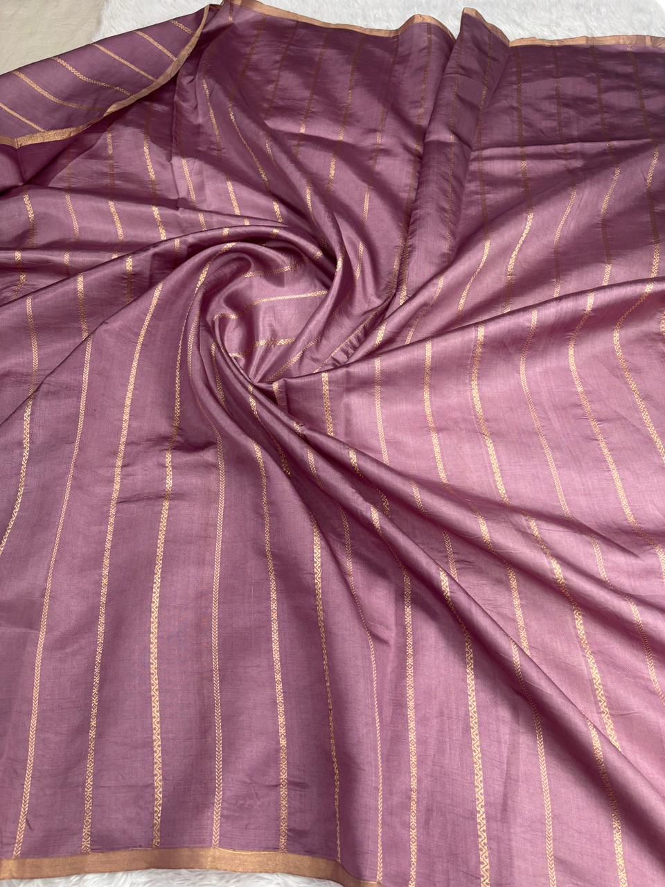 The Dual Tone Royalty: Purple & Rust Rungkaat Katan Silk Saree