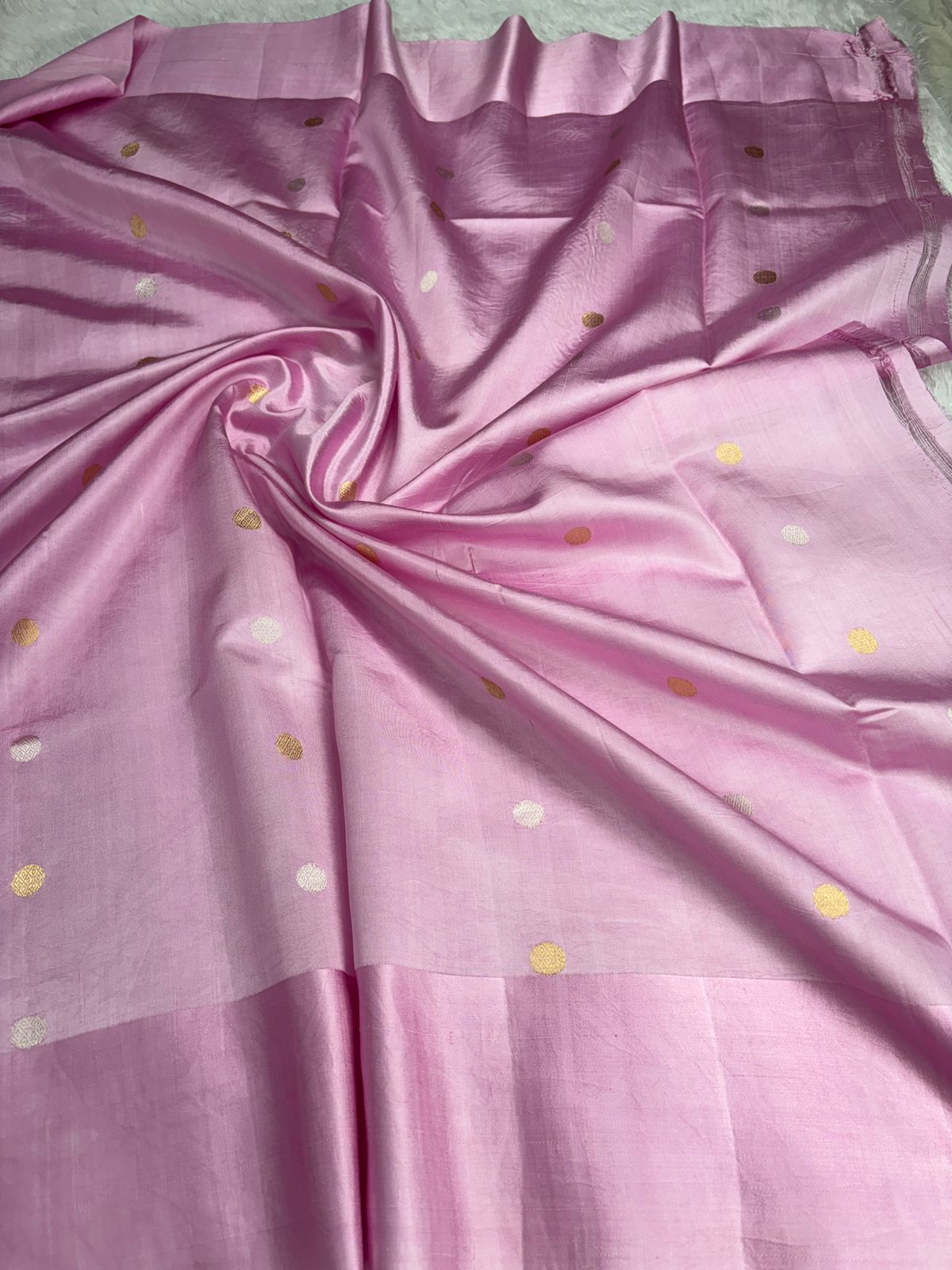 The Blushing Rose: Pink & Coral Rungkaat Katan Silk Saree