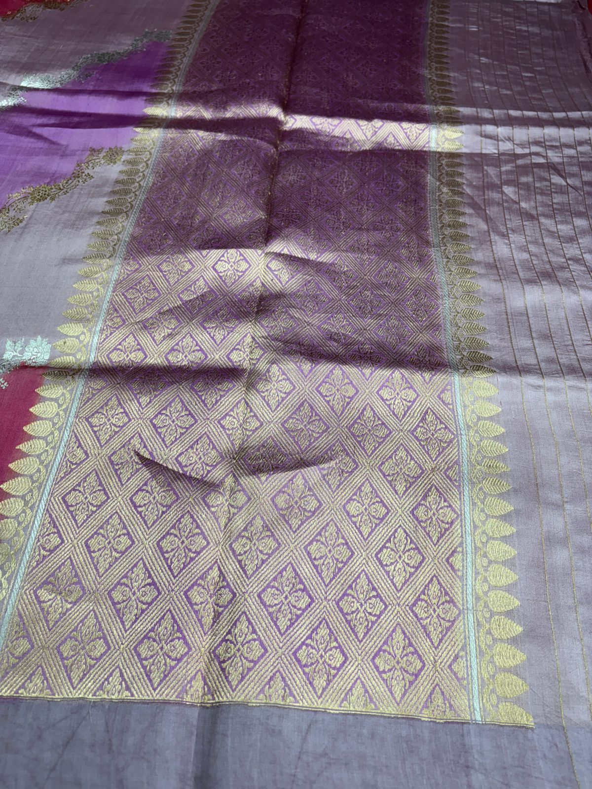 The Ombré Orchid: Lilac & Magenta Rungkaat Katan Silk Saree