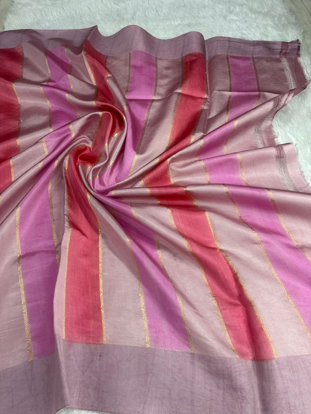 The Ombré Orchid: Lilac & Magenta Rungkaat Katan Silk Saree