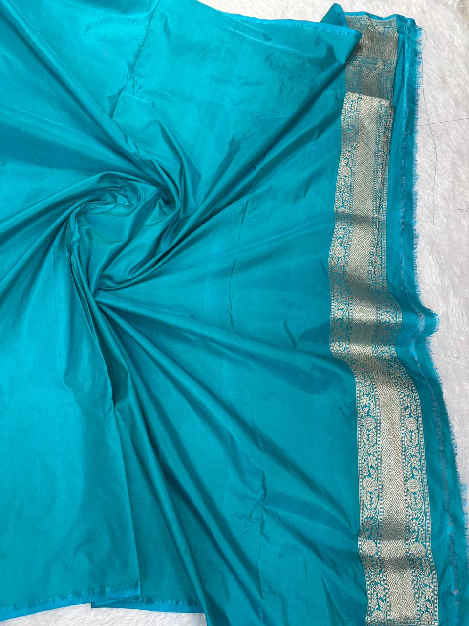Oceanic Teal Multi-Color Rangkaat Pure Katan Rangkaat Cutwork Handloom Saree with Geometric Checks