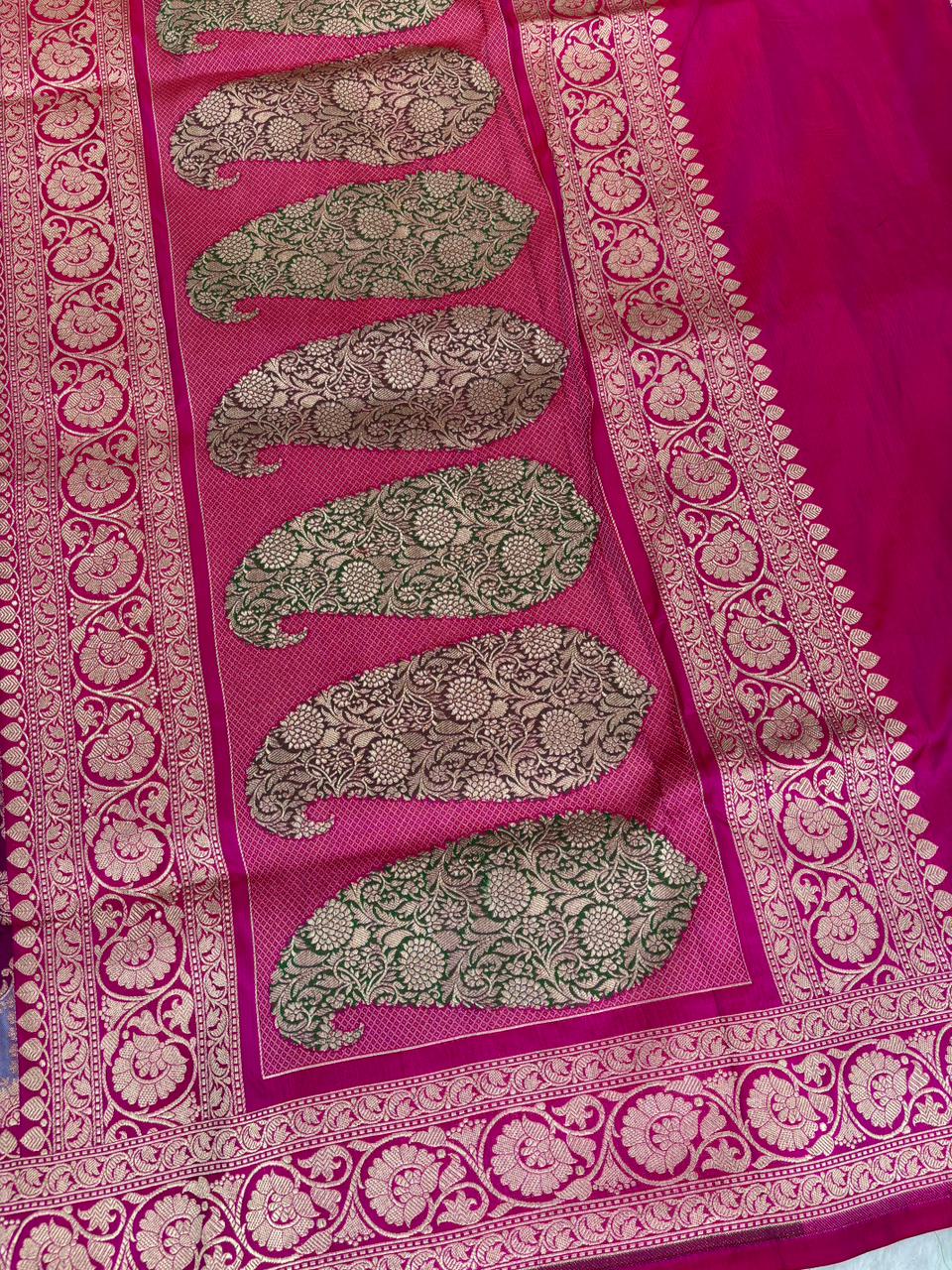 Royal Multi-Color Rangkaat Pure Katan Rungkaat Cutwork Handloom Saree with Star-Floral Lattice