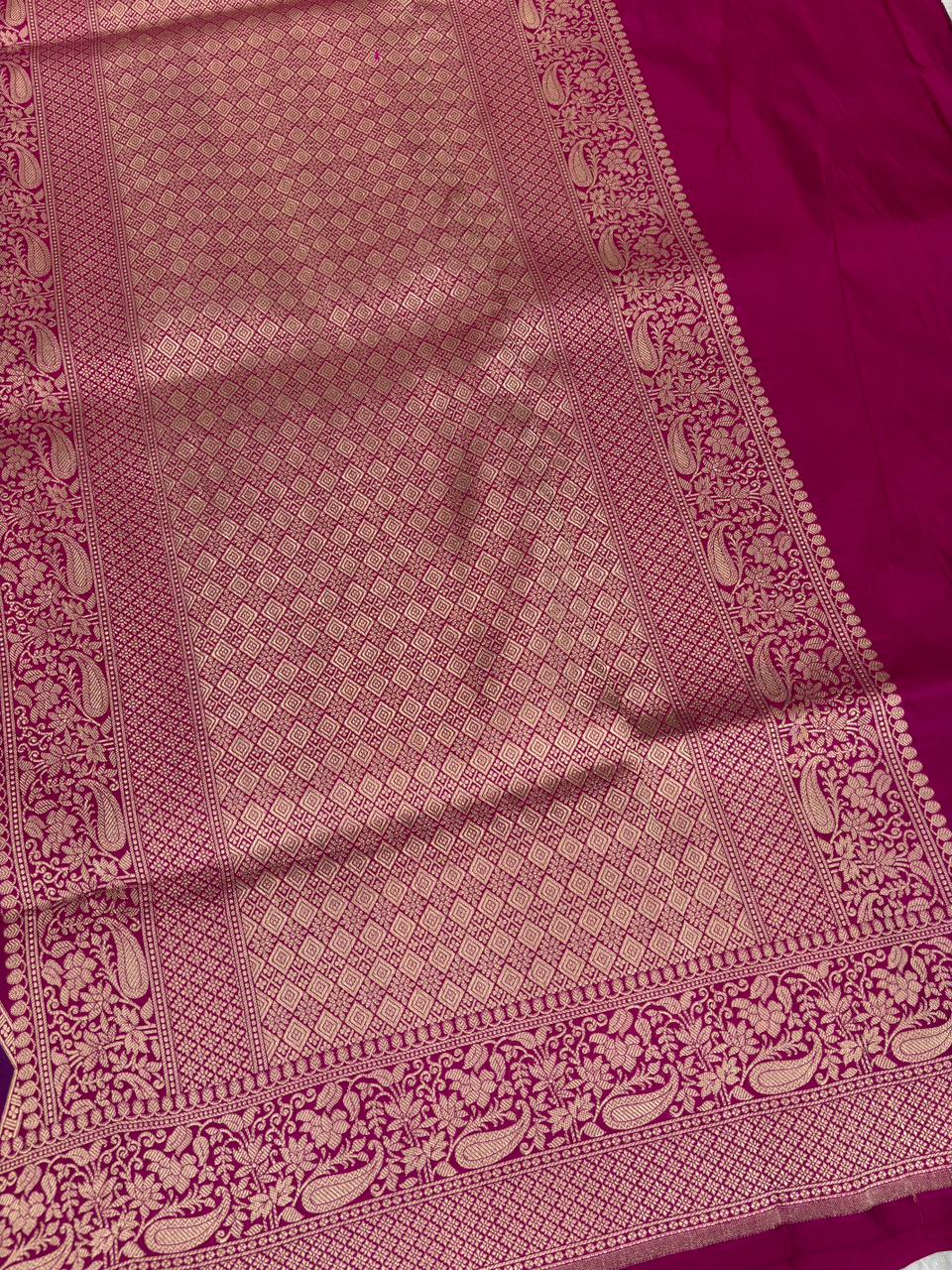 Contemporary Multi-Color Chevron Rangkaat Pure Katan Silk Handloom Saree