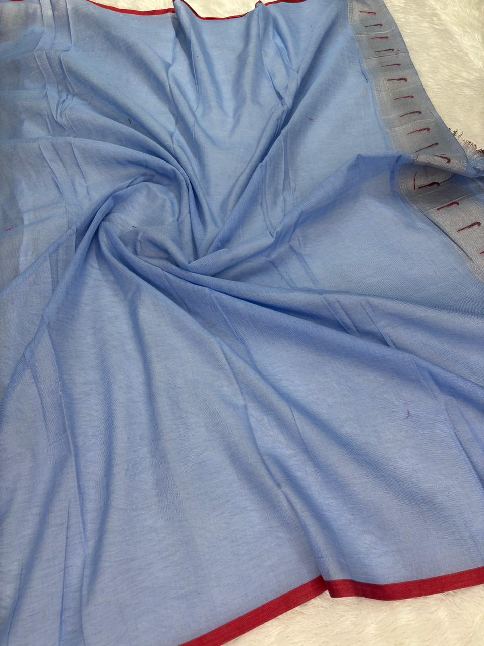 ಅಜೂರ್ ಬ್ರೀಜ್ - ಪ್ರೀಮಿಯಂ ಪೌಡರ್ ಬ್ಲೂ ಬನಾರಸಿ ಜಮ್ದಾನಿ