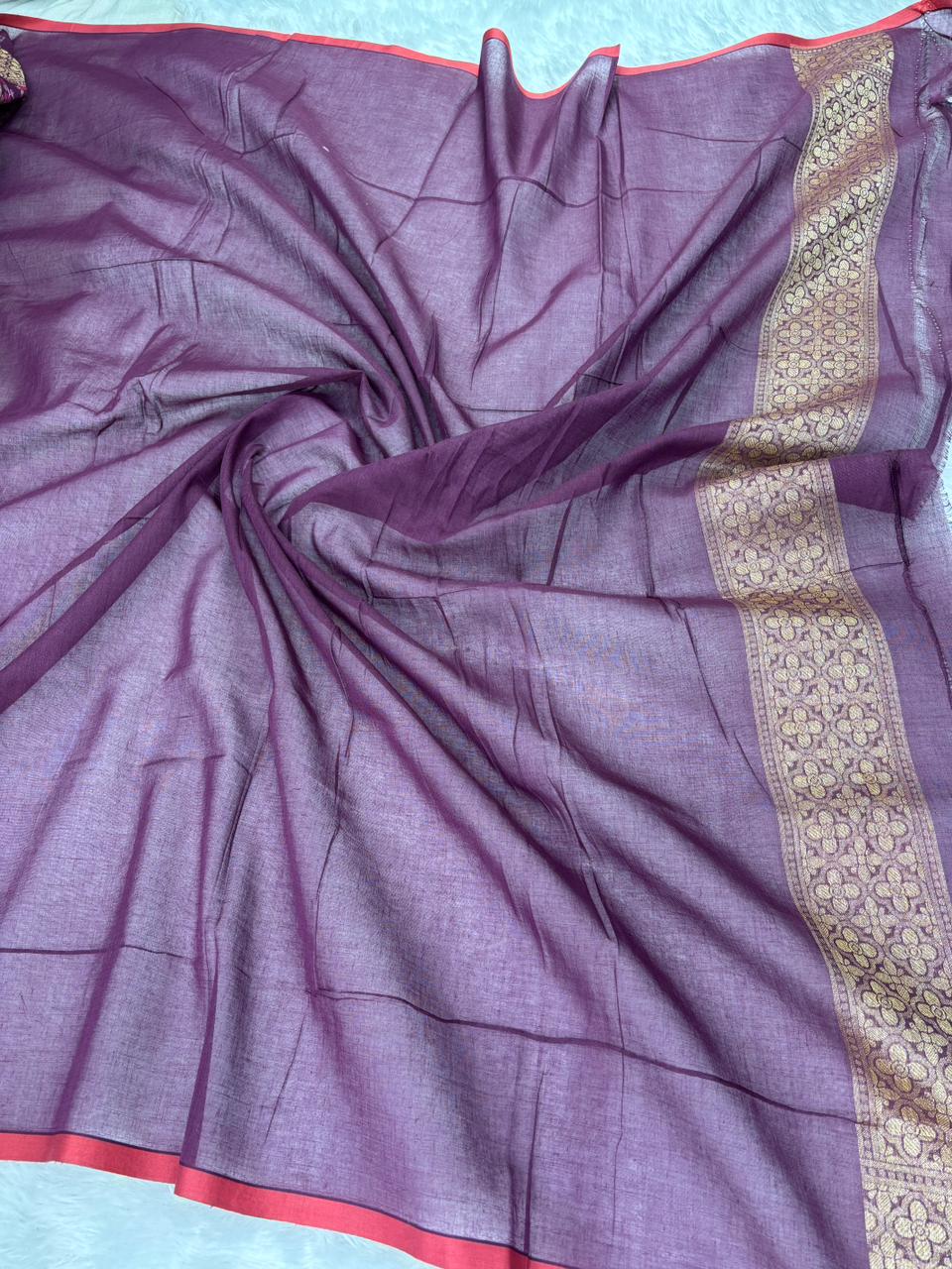 The Royal Amethyst – Premium Deep Purple Banarasi Jamdani