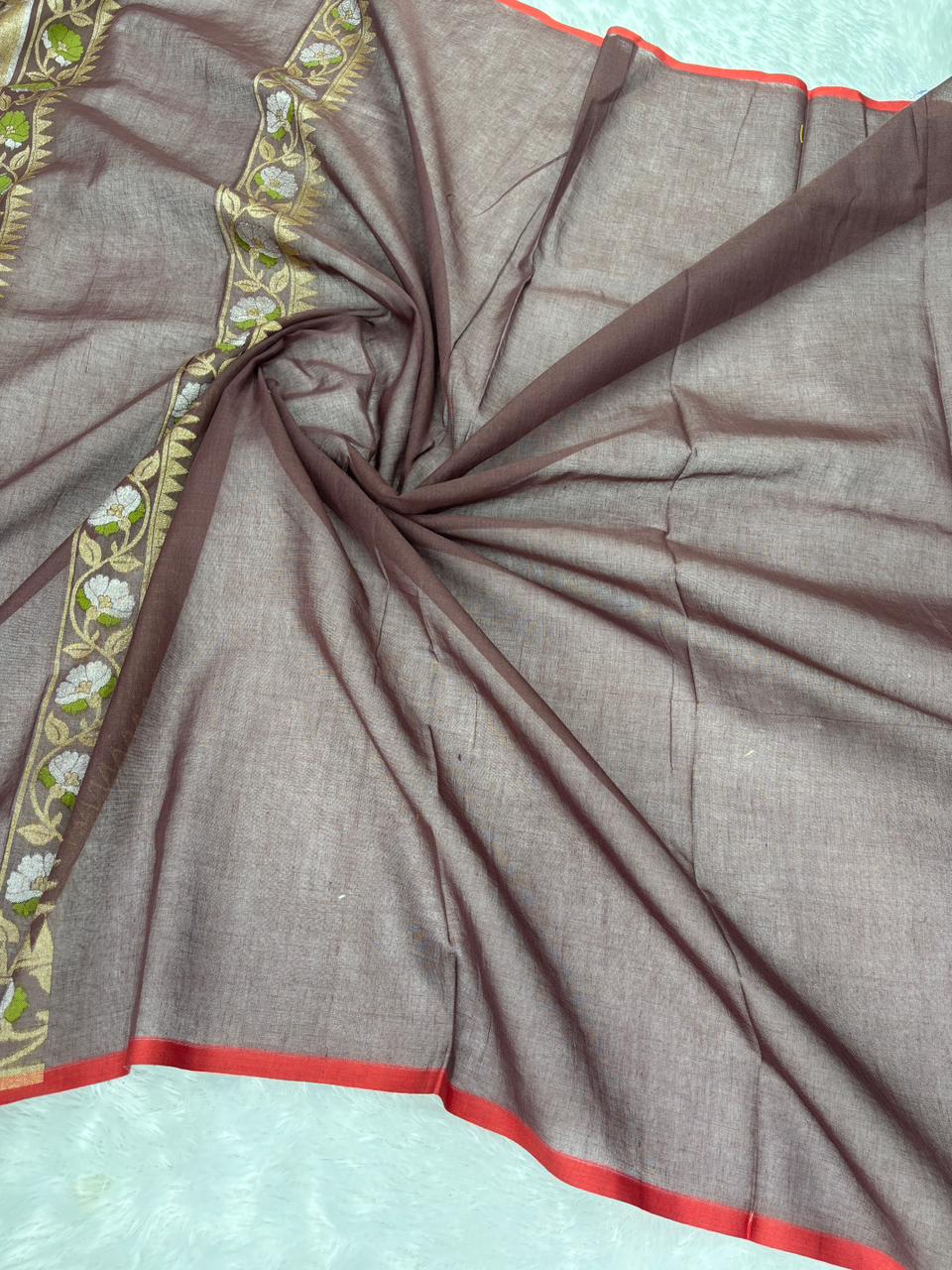 The Cocoa Heritage – Premium Coffee Brown Banarasi Jamdani