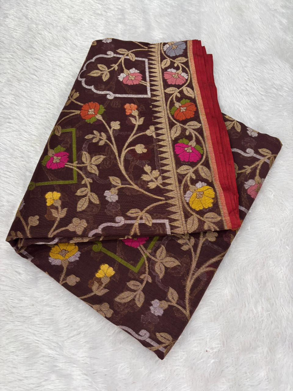 The Cocoa Heritage – Premium Coffee Brown Banarasi Jamdani