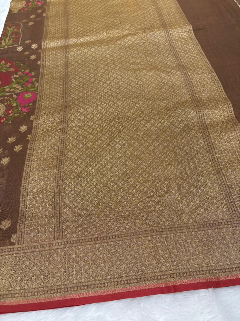 The Cocoa Regal – Premium Coffee Brown Banarasi Jamdani