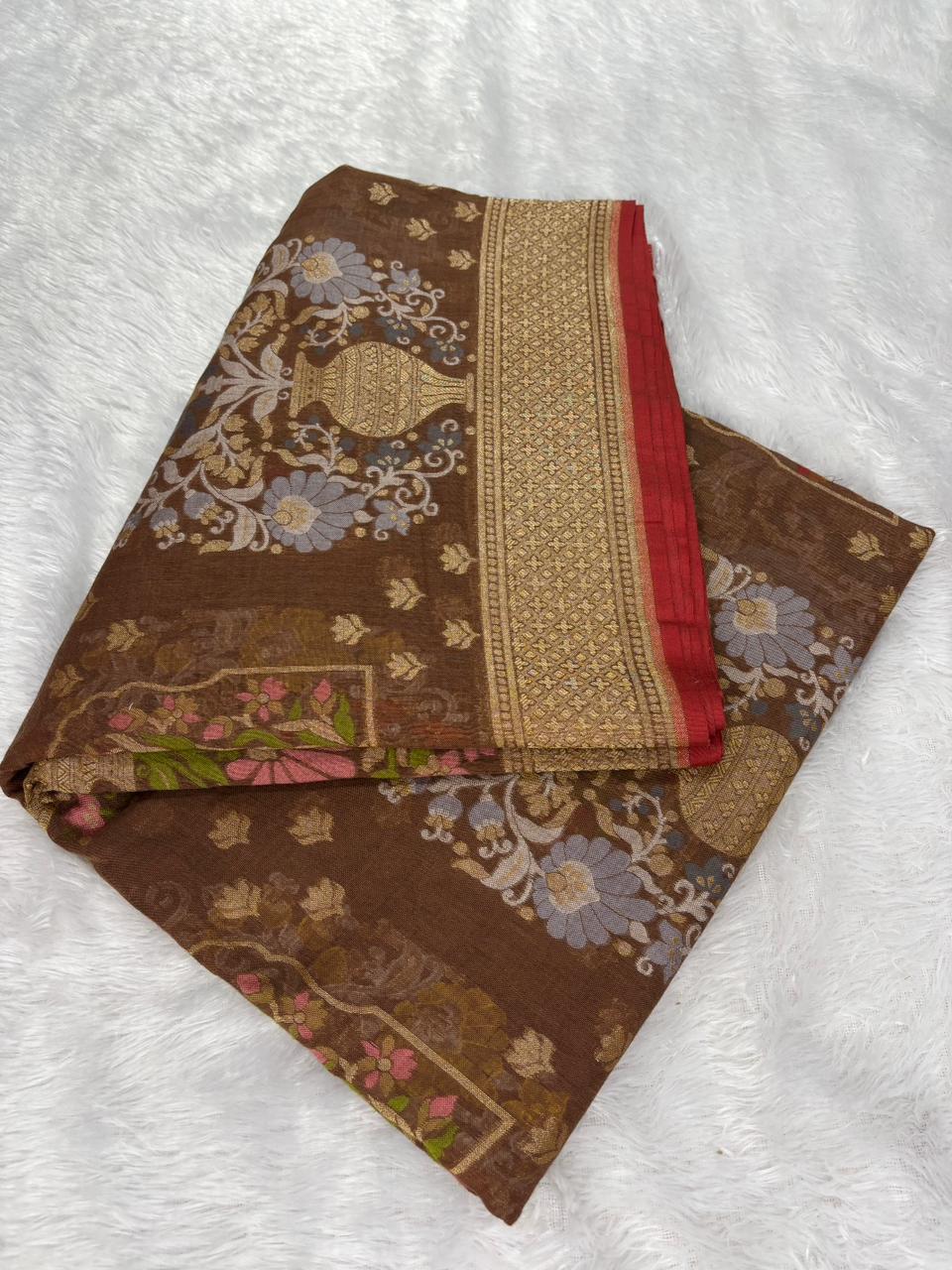 The Cocoa Regal – Premium Coffee Brown Banarasi Jamdani