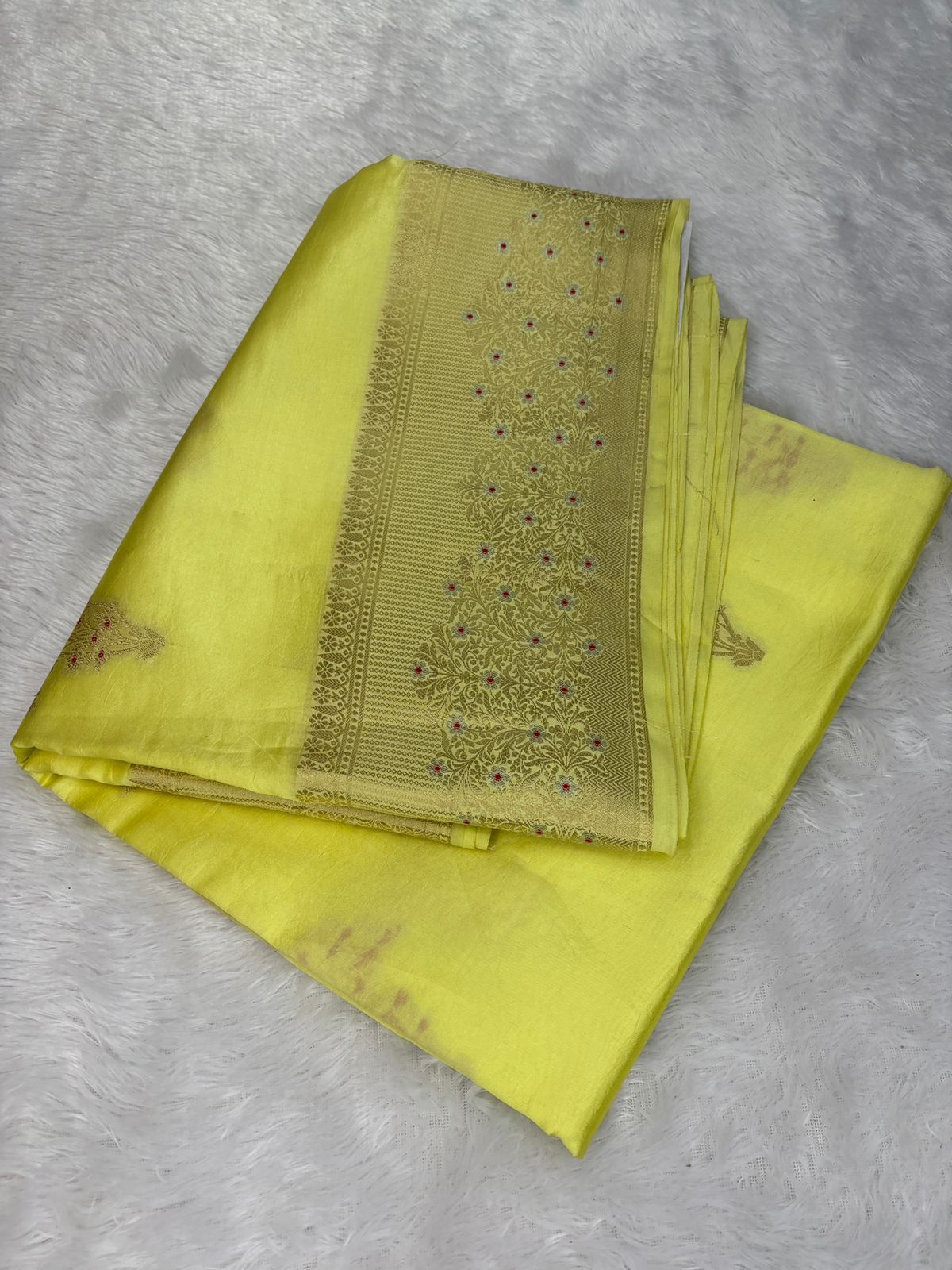 The Citron Glow – Premium Lightweight Katan Silk with Meenakari