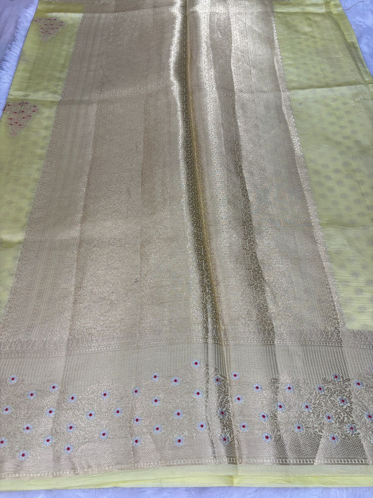 The Citron Glow – Premium Lightweight Katan Silk with Meenakari