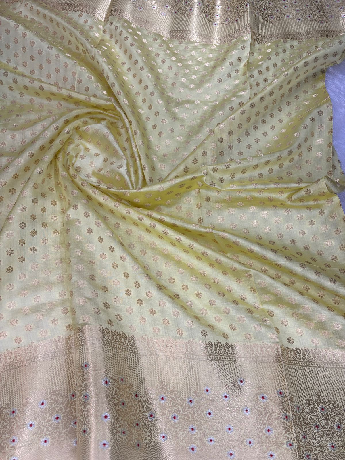 The Citron Glow – Premium Lightweight Katan Silk with Meenakari