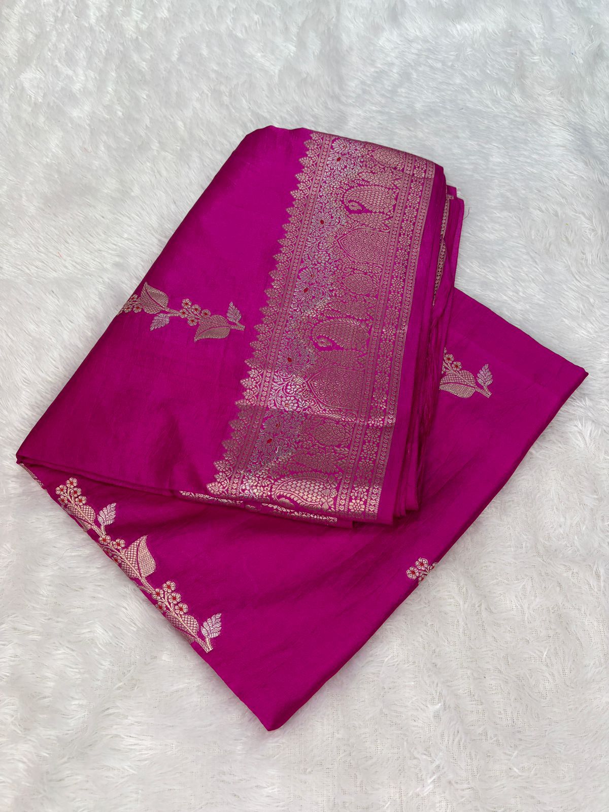 The Magenta Royale – Premium Lightweight Katan Silk with Silver Zari