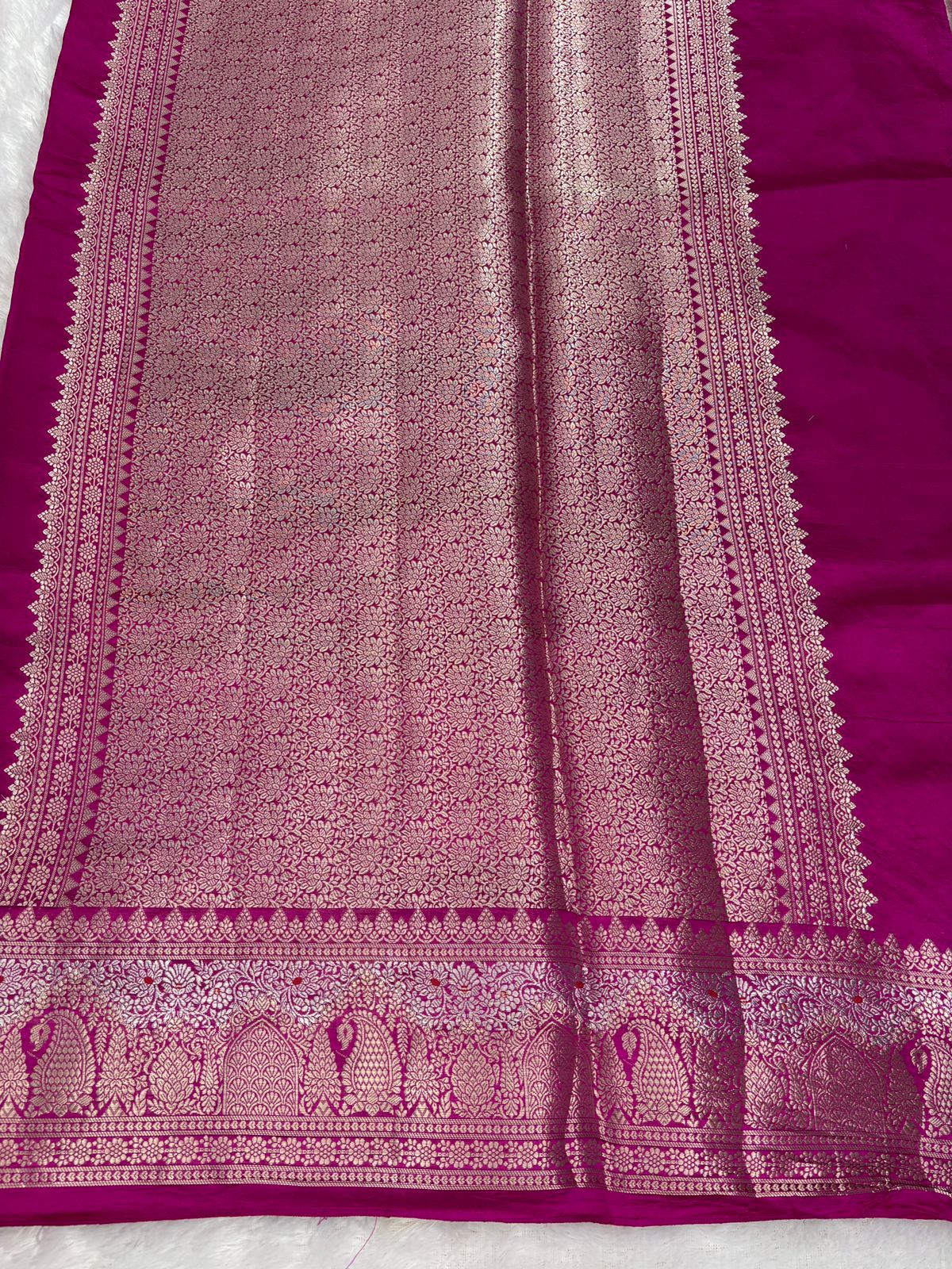 The Magenta Royale – Premium Lightweight Katan Silk with Silver Zari