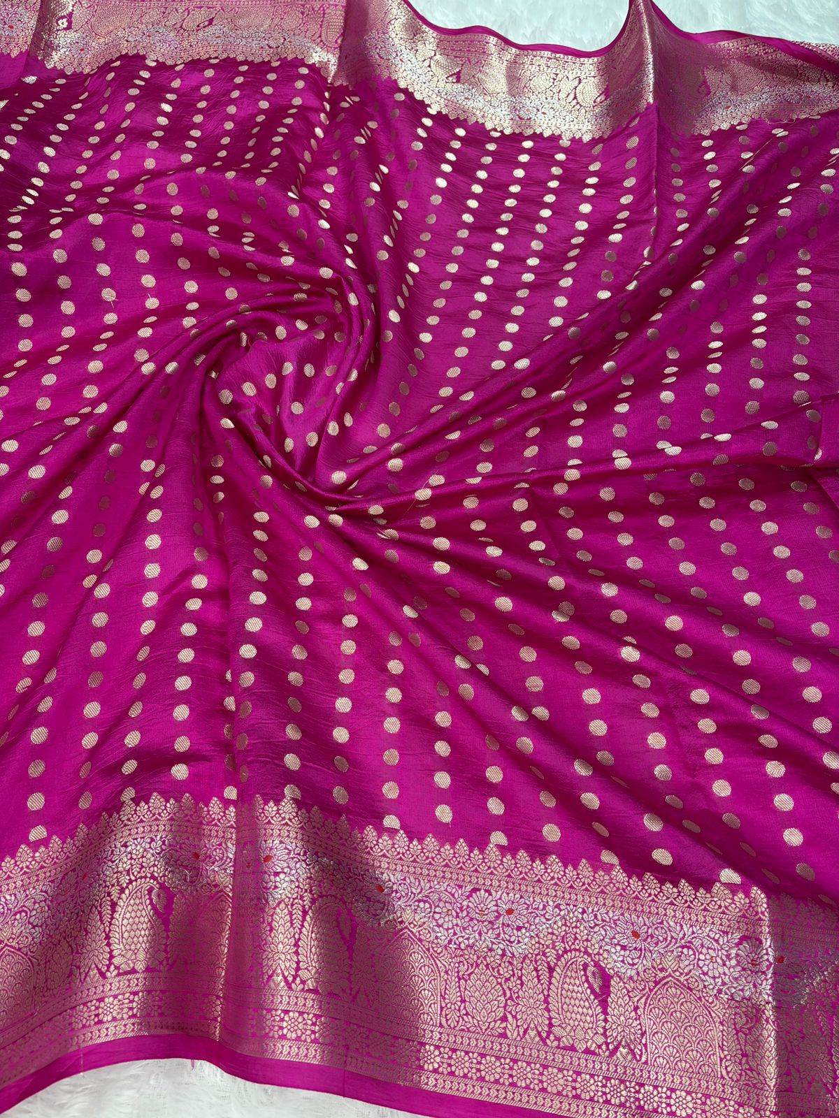 The Magenta Royale – Premium Lightweight Katan Silk with Silver Zari