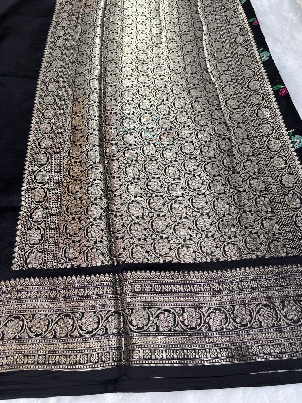 The Midnight Noir – Lightweight Katan Silk with Meenakari