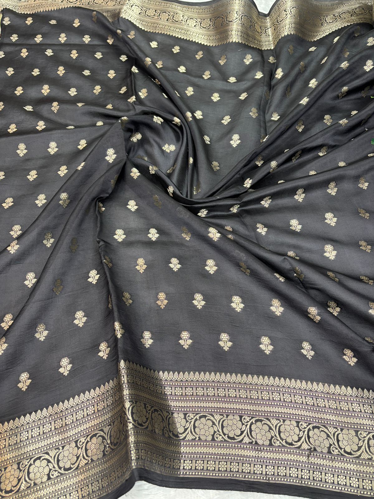 The Midnight Noir – Lightweight Katan Silk with Meenakari