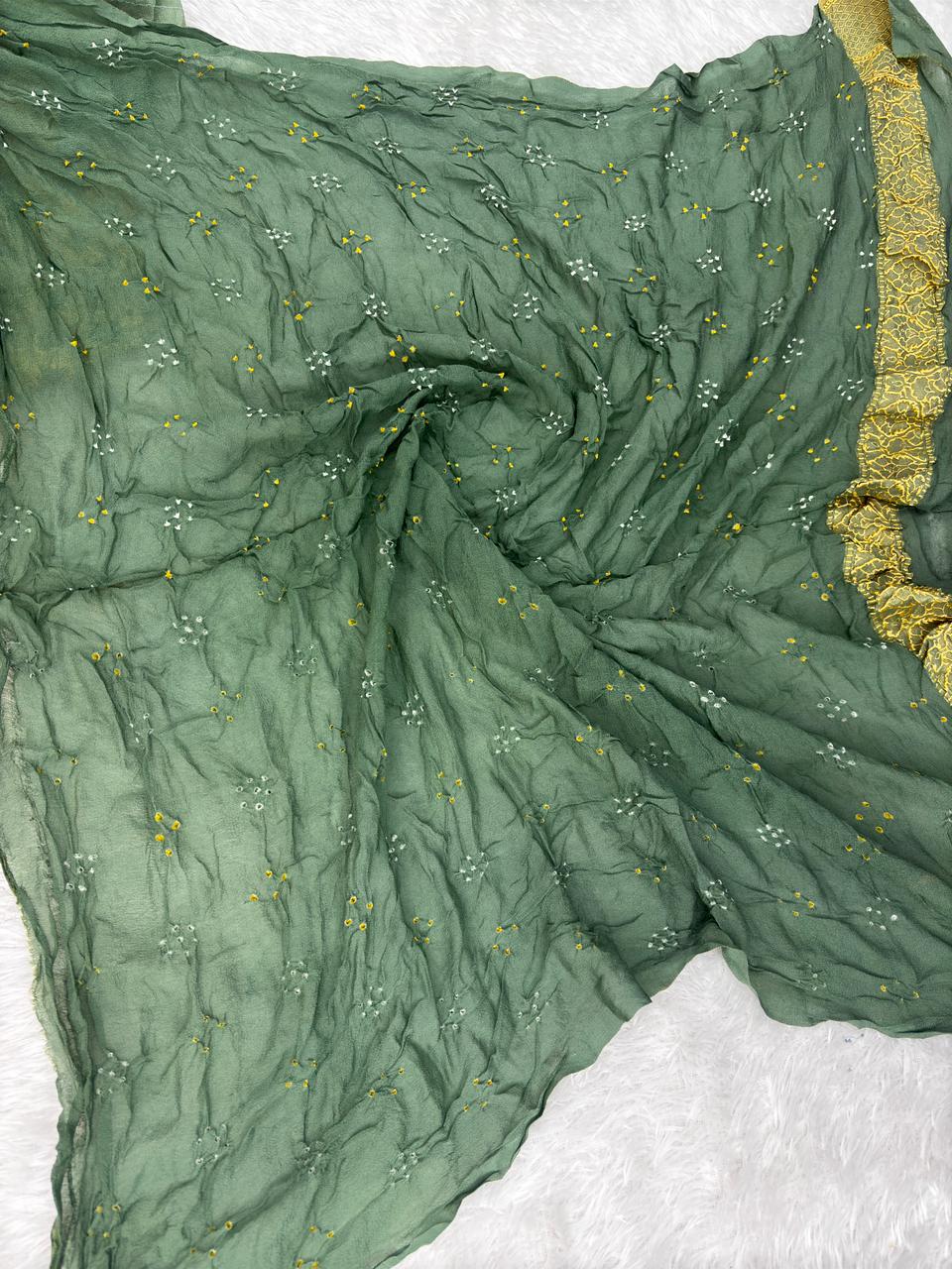 Exquisite Slate Grey Premium Banarasi Bandhej Saree with Gold Zari Work