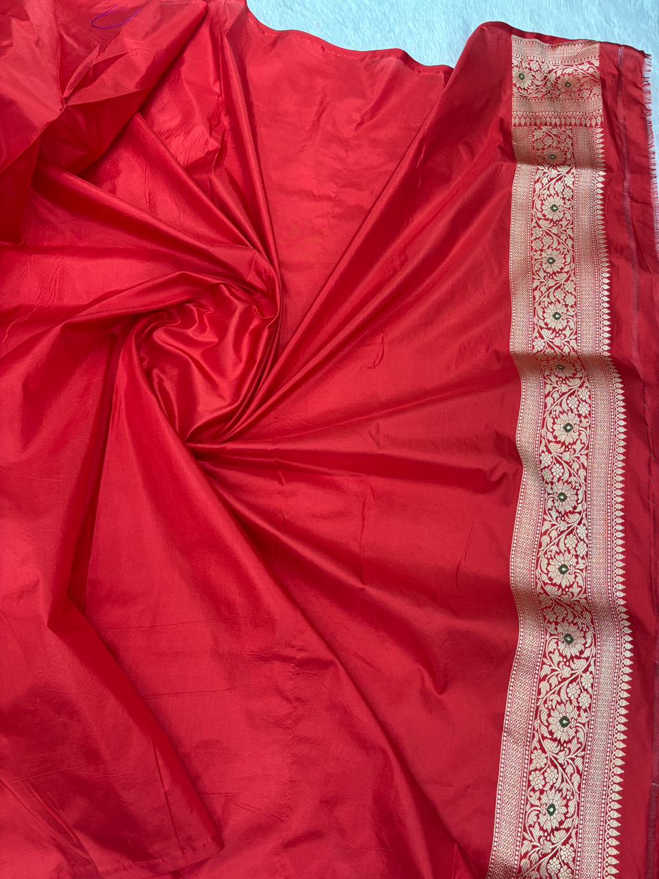 The Bridal Masterpiece: Crimson Red Brocade Katan Silk Meenakari Jangla
