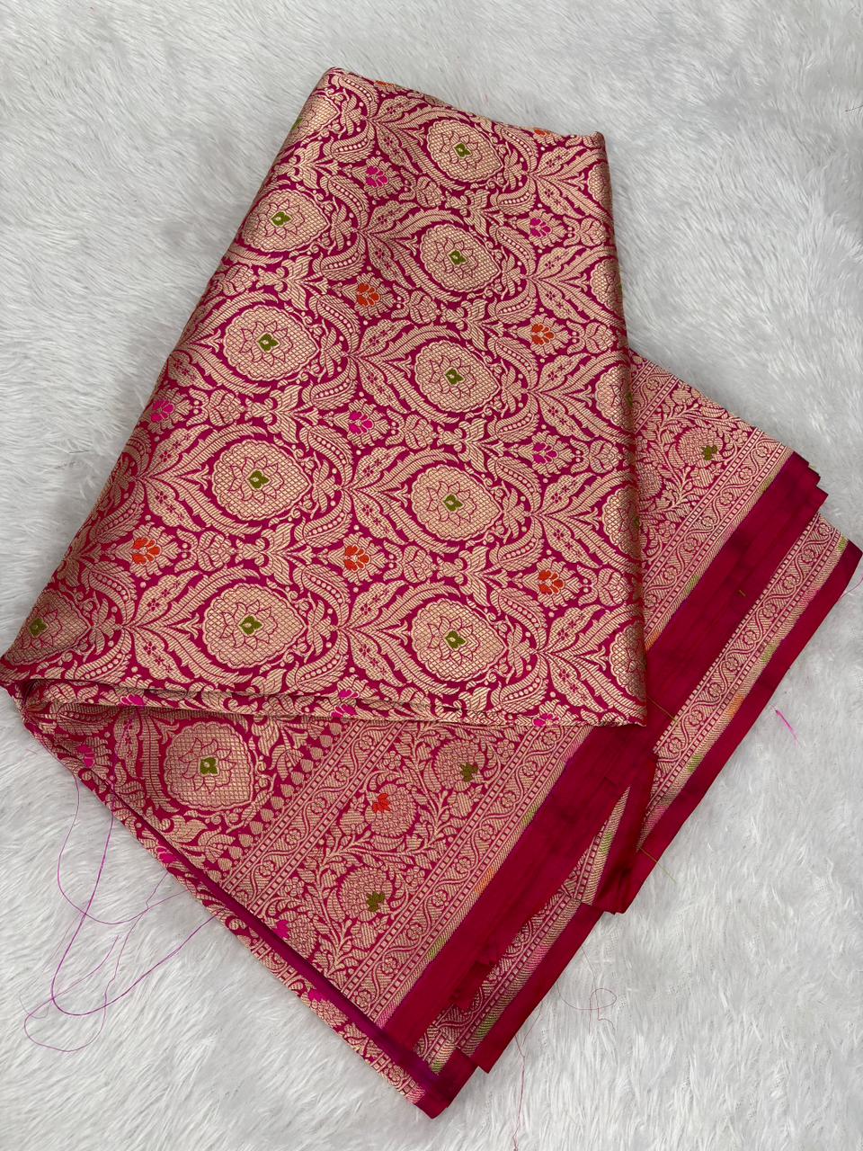 The Royal Rani: Magenta Pink Katan Silk Meenakari Jangla