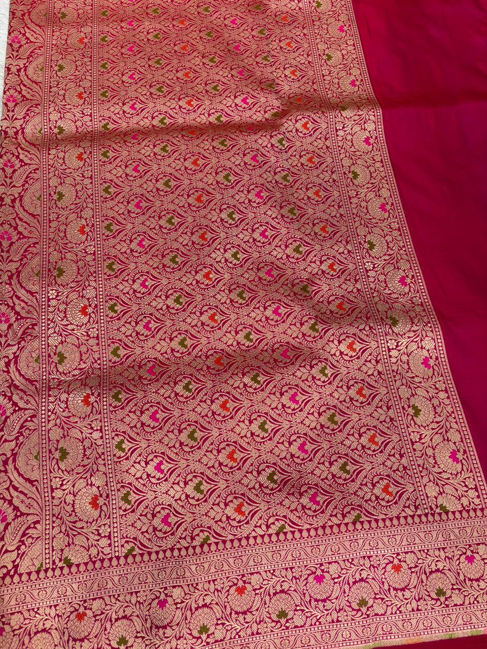 The Royal Rani: Magenta Pink Katan Silk Meenakari Jangla