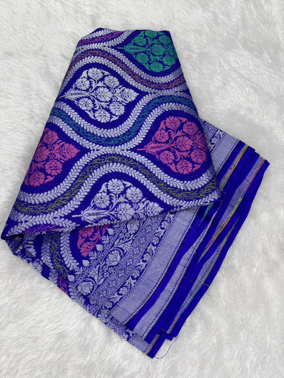 Regal Deep Teal Tussar Georgette Banarasi Handloom Saree