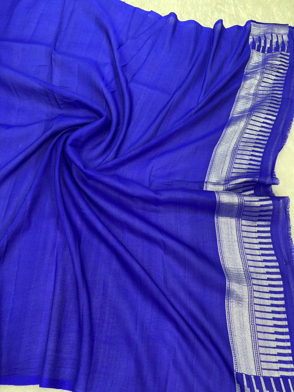 Regal Deep Teal Tussar Georgette Banarasi Handloom Saree
