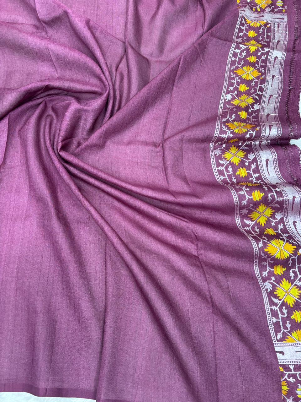 Regal Wine Maroon Tussar Georgette Saree