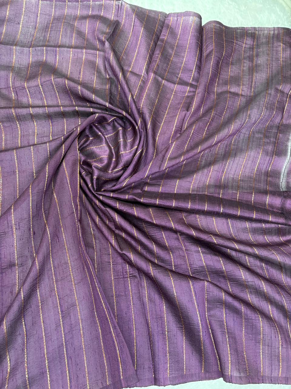 Royal Purple Raw Silk Tussar Banarasi Handloom Saree with Meenakari Buta