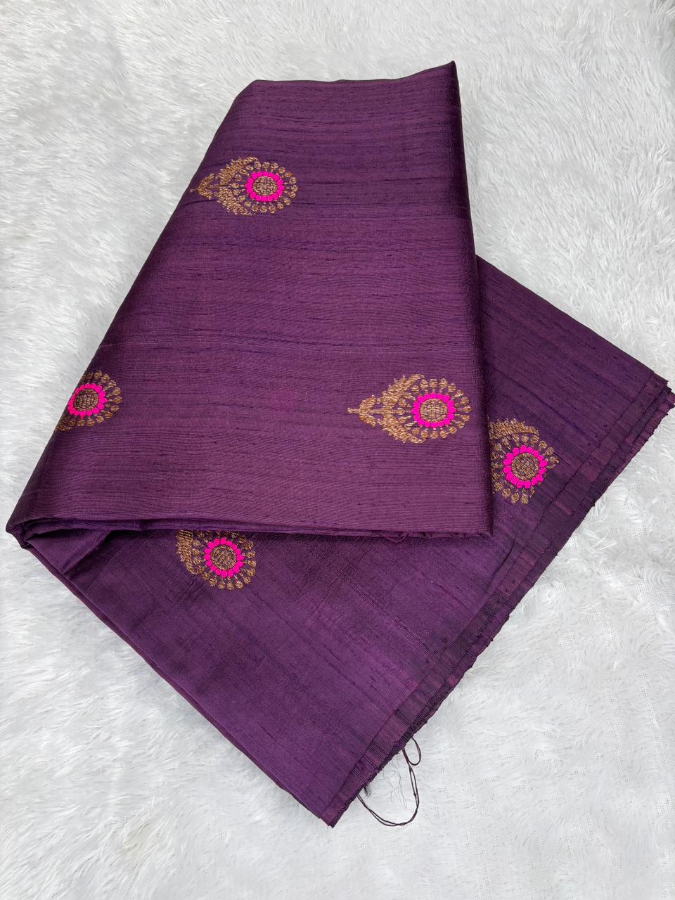 Royal Purple Raw Silk Tussar Banarasi Handloom Saree with Meenakari Buta
