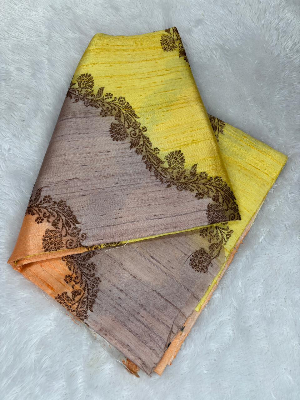 Pastel Symphony Multi-Color Rungkaat Raw Silk Tussar Handloom Saree