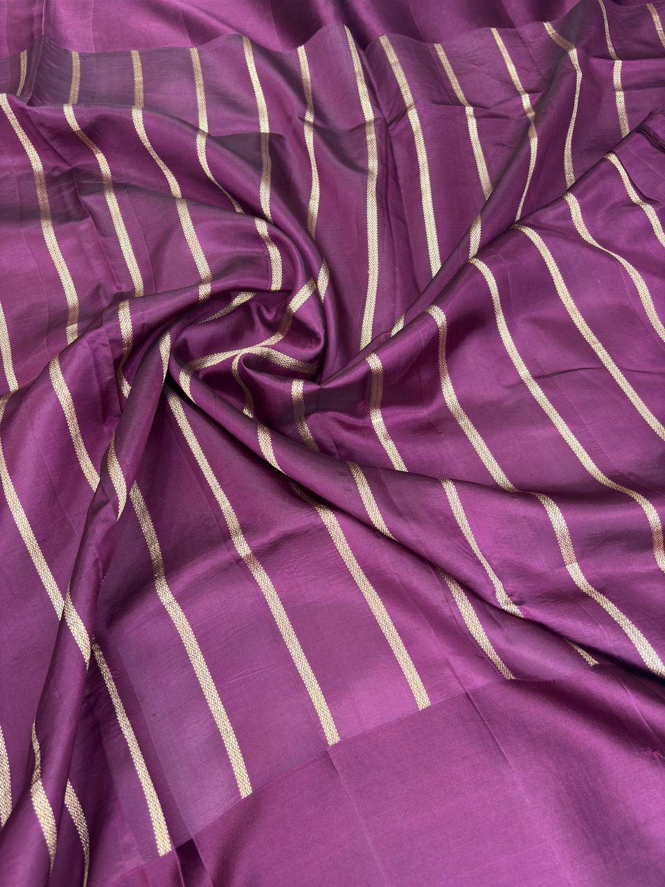 Luxurious Deep Wine (Jamuni) Pure Katan Light Weight Kadhua  Handloom Banarasi Saree with Intricate Floral Border