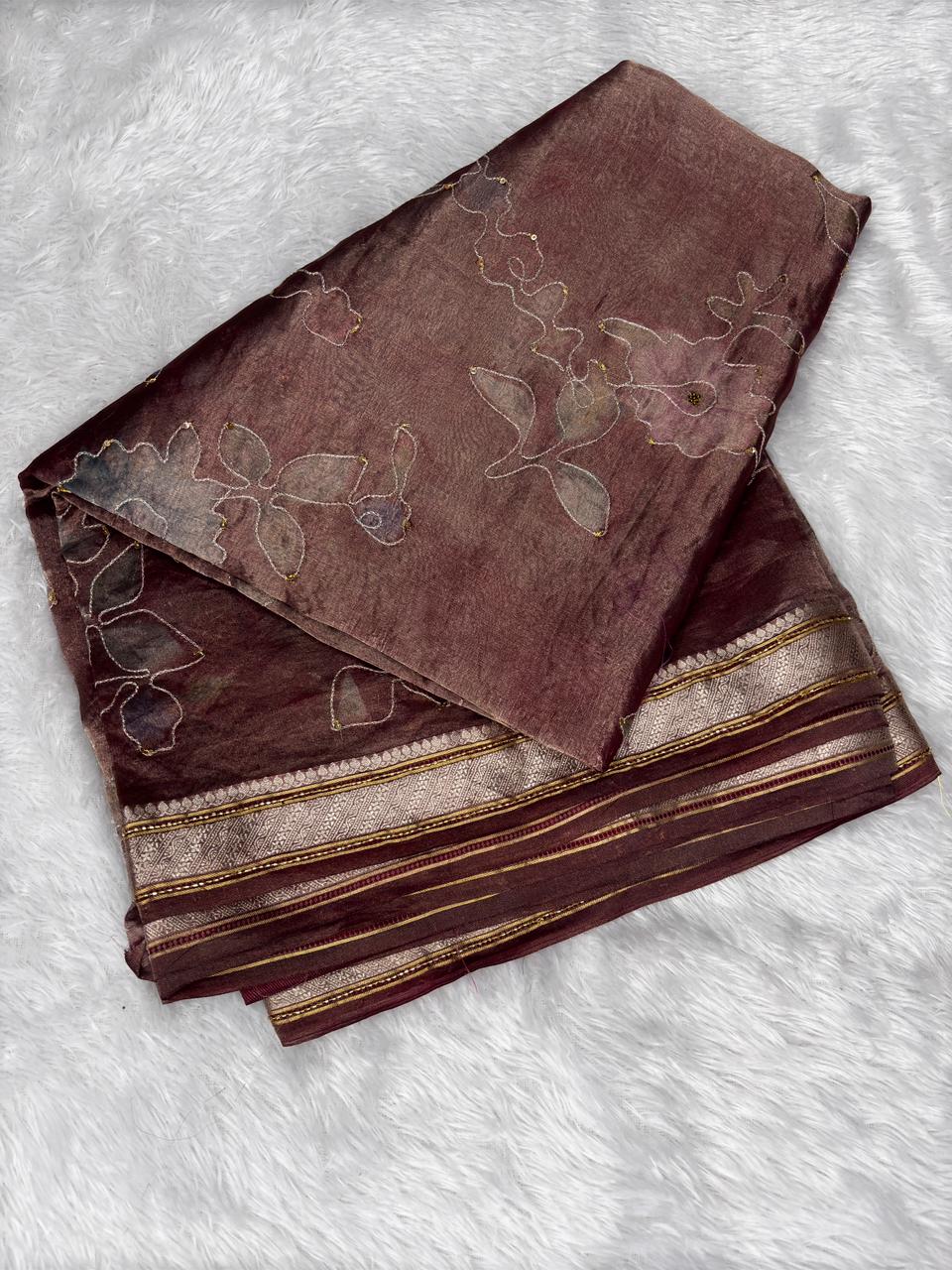 The Vintage Rose: Banarasi Hand Work Saree