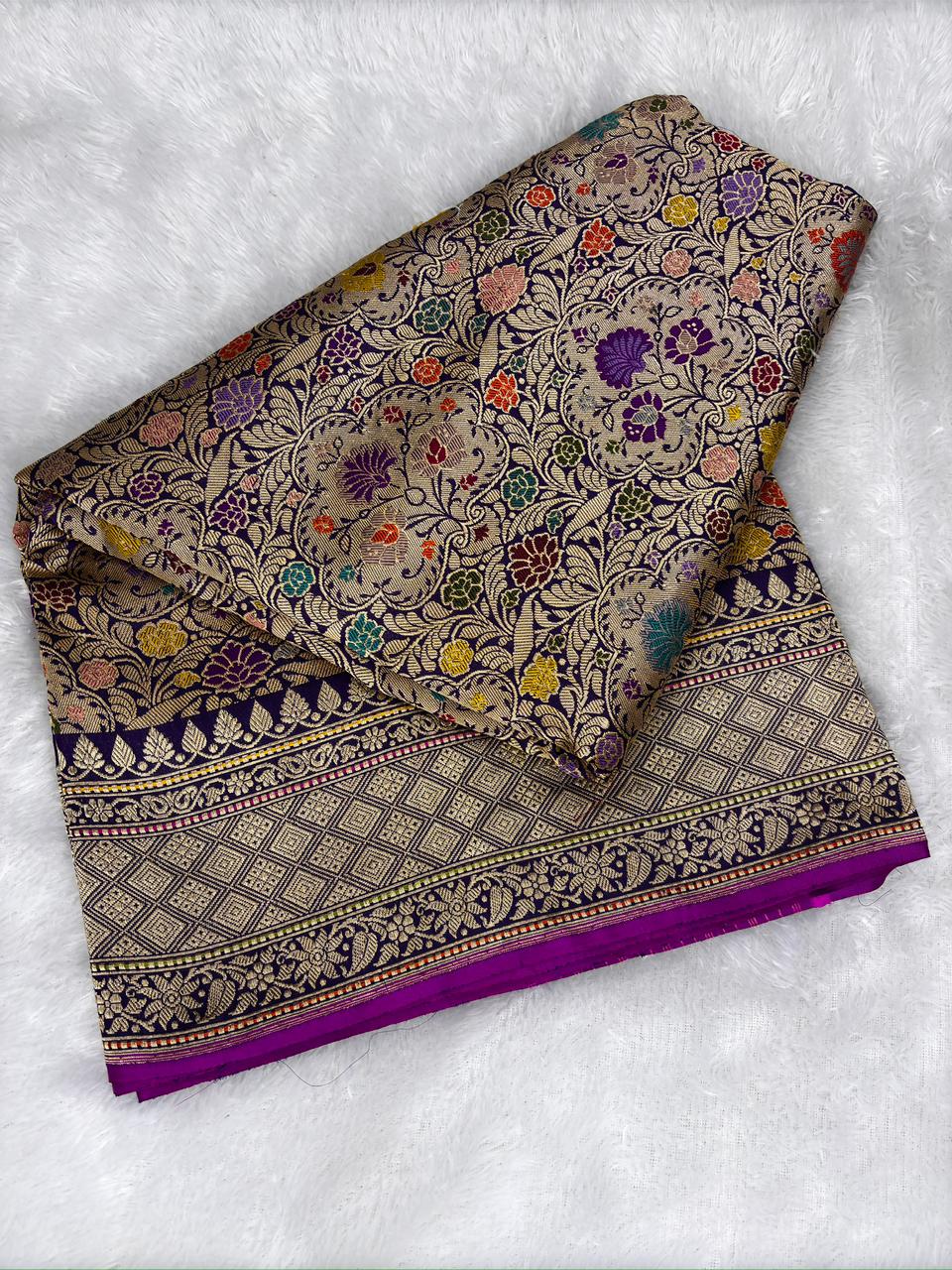 Royal Violet : Premium Kinkhwab Handloom Banarasi Silk Saree